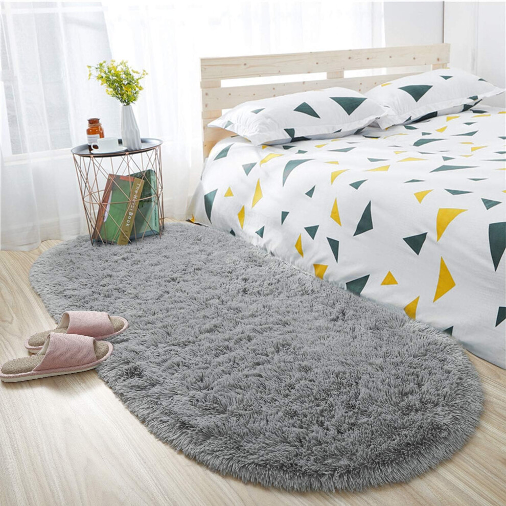 Indoor Carpet For Nursery Dorm Living Room, Fluffy Rugs 2.6 X 5.3Ft, Ultra Soft And Smooth Touch With Easy Care, Grey