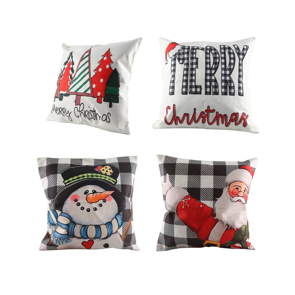Christmas Pillow Covers 18X18 Set Of 4 Christmas Decorations Farmhouse Throw Pillows Snowman Cushion Case For Home Decor Tauoh