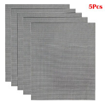 (Black-5pcs,36*42cm/14.2*16.5in)5pcs Bbq Grill Mesh Nonstick Mat Reusable Sheet Heat Resistant Cooking Baking