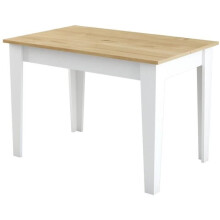Kitchen table with storage - KIEVA - Melamine - White / Oak - Rectangular - 4 / 6 people - 110 x 75 x 72 cm