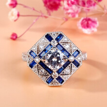 (Blue, 10) Fashion White Gold Filled Women Jewelry Cz Wedding Engagement Rings Jewelrt Fine