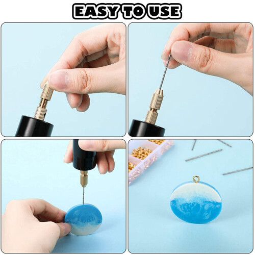 Electric Resin Drill Set,Including Eye Screws,Twist Drill Bits Tools,Electric  Drill for DIY Keychains Crafts Making 1
