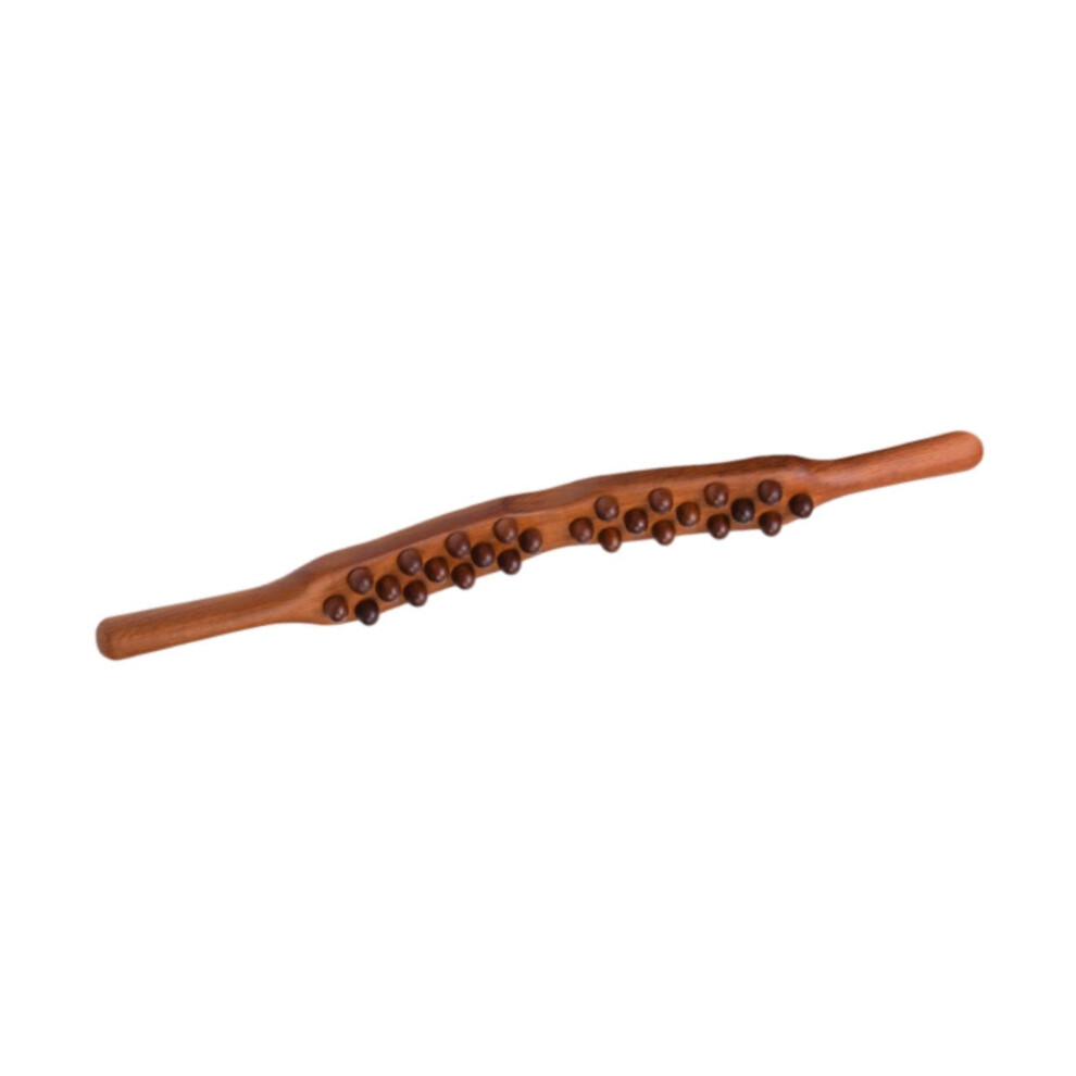 Wooden Massager Stick Scraping Handheld with 26 Beads for Body Shoulde