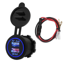 Wasserdichter Dual-USB-Ladeadapter für Kfz-Steckdose mit intelligentem Ladechip (Quick Charge 3.0), kältebeständig, flammhemmend, blaue