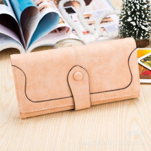 (Beige)Women Purse Vintage Frosted Fashion Simple Casual Patchwork Leather Wallets