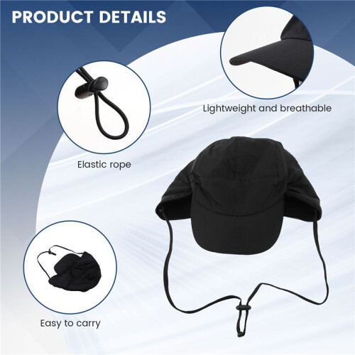 Waterproof Winter Hats Warm Polyester Lined Earflaps Baseball Cap,Black 1