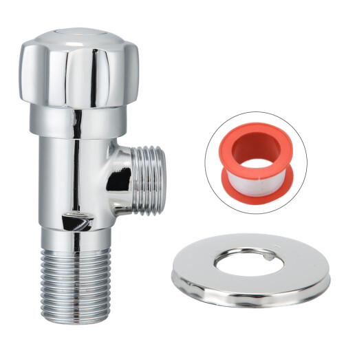 Válvula de cierre angular de acero inoxidable. Válvula angular de fácil instalación. Válvula de control de agua con superficie galvanizada.