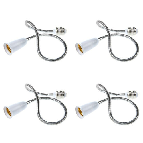 4X E27 to E27 Light Lamp Bulb Flexible Extension Adaptor Converter (White,60cm)