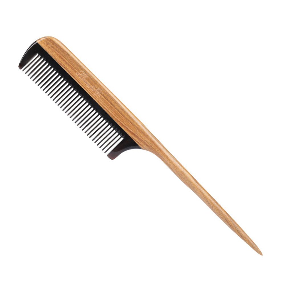 Breezelike Unisex Black Hair Combs - Fine Tooth Detangling Wooden Tail Comb - No Static Natural Sandalwood Buffalo Horn Comb For Women