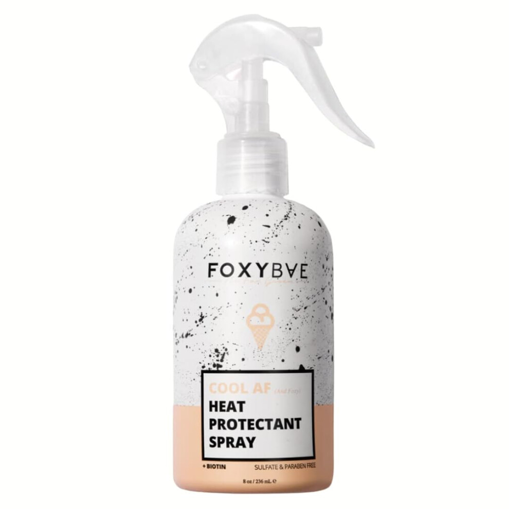 Foxybae Heat Protectant Spray - Thermal Hair Styling Mist For Curling Iron & Blow Dryer - Prevents Frizz, Damage & Breakage, 8Oz
