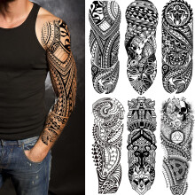 Tatouages Temporaires Totem Manches 6 Feuilles Tribal Pour Adultes Enfants Femmes