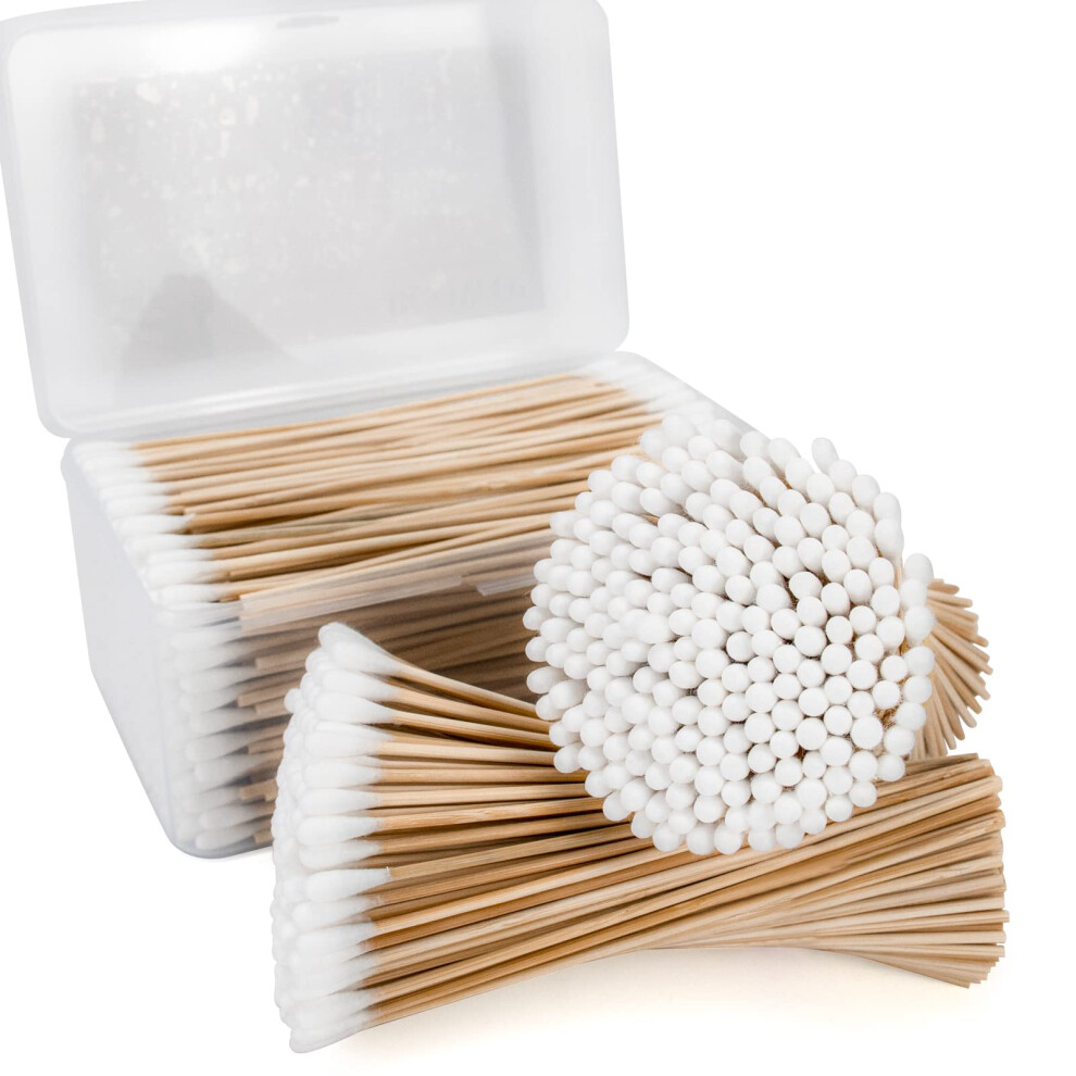 Bcowos 6'' Long Cotton Swabs 500Pcs - Cotton Swabs With Wooden Sticks- Cleaning Swabs For Makeup, Pet Care, Gun Cleaning, Electronics, Arts And Crafts