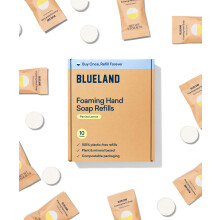 BLUELAND Schaumseife Tabletten Nachfüllpack - 10 Stück | Umweltfreundliche Produkte | Perrine Zitrone Duft | Macht 10 x 9 Fl oz Flaschen
