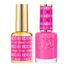 DND DC Gel Polish Set, Roze Collectie, UV/LED Gel Polish en Lucht Droog Nagellak, 013 Brilliant Pink, 0.5 Fl Oz