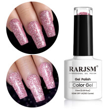 RARJSM Glitter Gel Polish Lichtroze Reflectieve Holografische Nagellak 7.5ML 1Pcs Iriserende Shimmer LED UV
