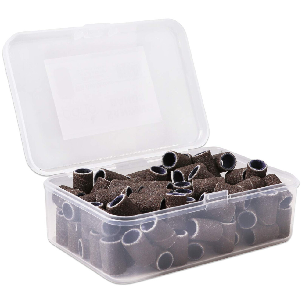 Pana Brown 100 Pcs Large Nail Drill Bits Sanding Bands For Nail Drill 150 Coarse Grit - Nail File For Acrylic Nail Gel Manicures Pedicure