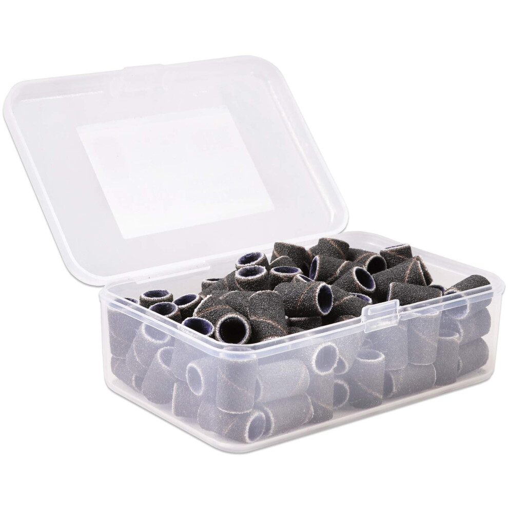 Pana Black 100 Pcs Large Nail Drill Bits Sanding Bands For Nail Drill 120 Coarse Grit - Nail File For Acrylic Nail Gel Manicures Pedicure
