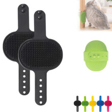 (Schwarz) 2-in-1 Massage- und Fellpflegebürste für Hunde und Katzen, Kratzbaum-Entlastung Silikon-Pflegehandschuh für Haustiere