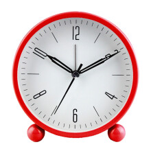 Quiet NonTicking Analog Alarm Clock 4inch Battery Operated-Red