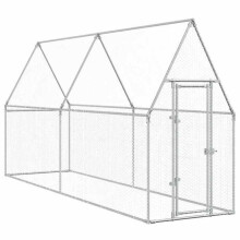 Gaiola para galinhas prateada 400 x 100 x 190 cm aço galvanizado Prata 02_0041669