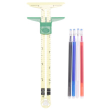 T-Shaped Sliding Gauge Sewing Measurement, Using 4 Colors of Fabric Thermal Erasing Pen, 5 in 1 Sewing Ruler Tool