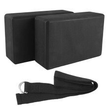 Ensemble de 2 Blocs de Yoga et de Sangles de Yoga, Bloc de Mousse EVA Haute Densité pour Soutenir et AméLiorer les Poses et la Flexibilité