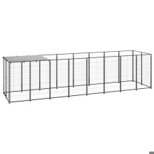 Chenil exterior gaiola cercado parque animais cachorro 4,84 m² aço preto 02_0000532