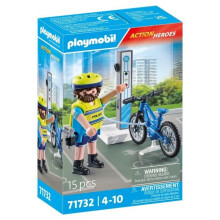 PLAYMOBIL 71732 Police Cyclist with Charging Station, Action Heroes, The Police, 15 pieces, From 4 years old
