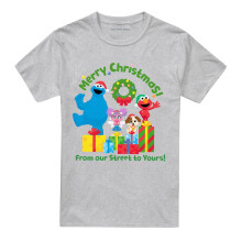 (XL, Athletic Heather) Sesame Street Unisex Adult From Our Street To Yours Christmas T-Shirt