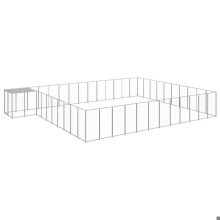 Chenil exterior jaula recinto parque animales perro plateado 37,51 m² acero 02_0000274