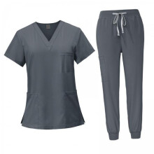 2xFemale Scrub Set Machine Washable Nurse Work Clothing for Beauty Sal