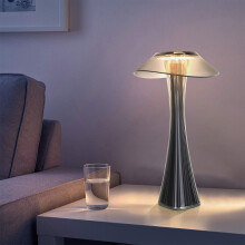 Skrivebordslampe med 3 fargemoduser og berøringskontroll, moderne minimalistisk design for hjemmekontor, øyevennlig dimbar lys røykgrå (PMMA og