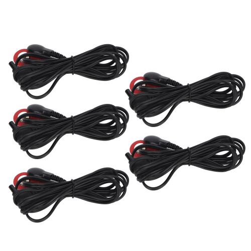 5pcs Black 2.35mm Electrode Lead Wire for TENS Machine, 4.9ft