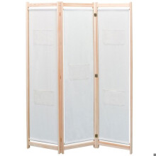 Paravent separador de ambiente divisória de separação decoração móvel 3 painéis creme 120x4 cm tecido