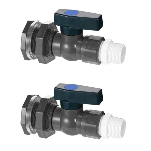 2X PVC-Regeneimer-Wasserhahn-Kit, 3/4-Zoll-PVC-Kugelventil, Eimer-Eimer-Wassertank-Teicheimer-Wasserhahn-Kit