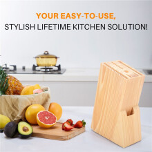 Kitchen Wood Knife Holder Bamboo Knife Block Stand Storage Shelf Rack Storage Box Organizer Kitchen Tool Accessories