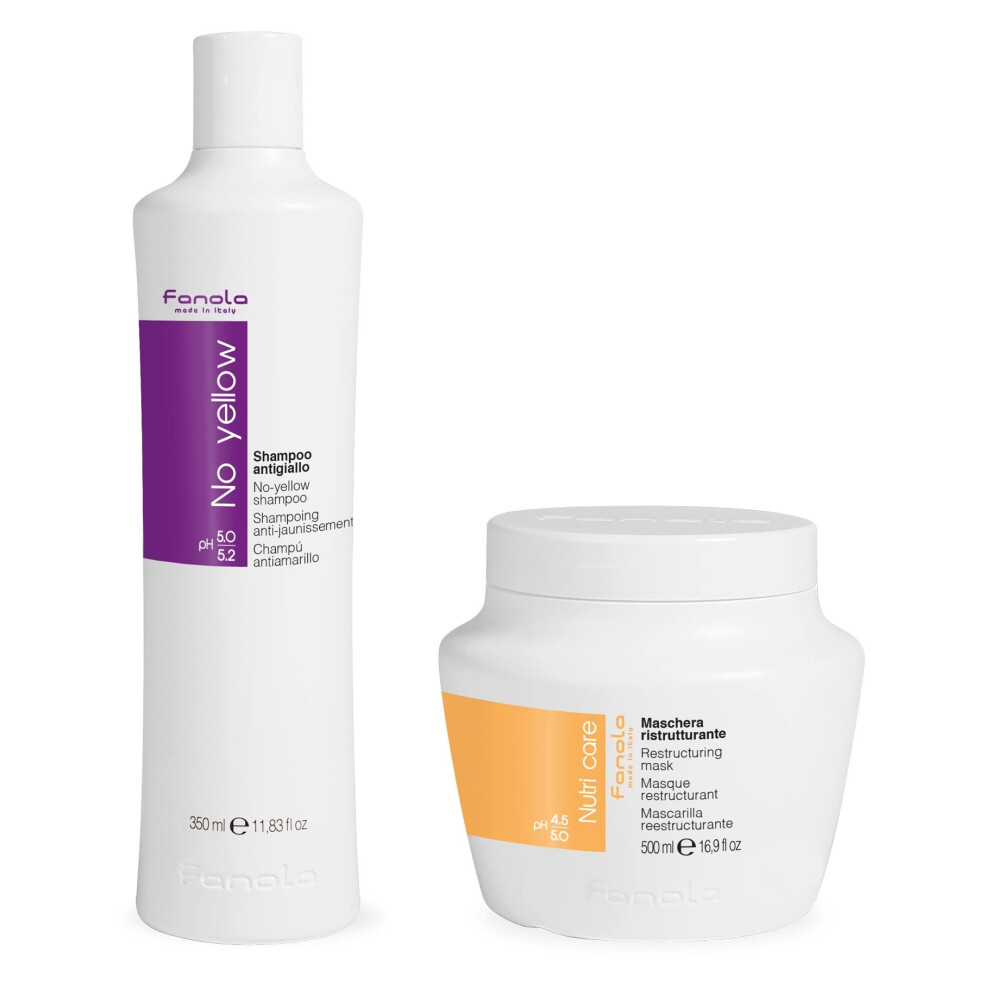 Fanola Yellow No Shampoo 350 Ml & Nutri Care Restructuring Mask 500 Ml