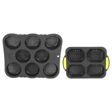 8 Cavity Silicone Hamburger & Baguette Bread Mold - 335g, Sizes Up to 29.8x25.5cm