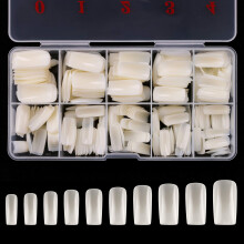 Volledige Cover Acrylnageltips, 500PCS Kunstmatige Nagels 10 Maten met Doos voor Nagelsalons en DIY (Natuurlijk)