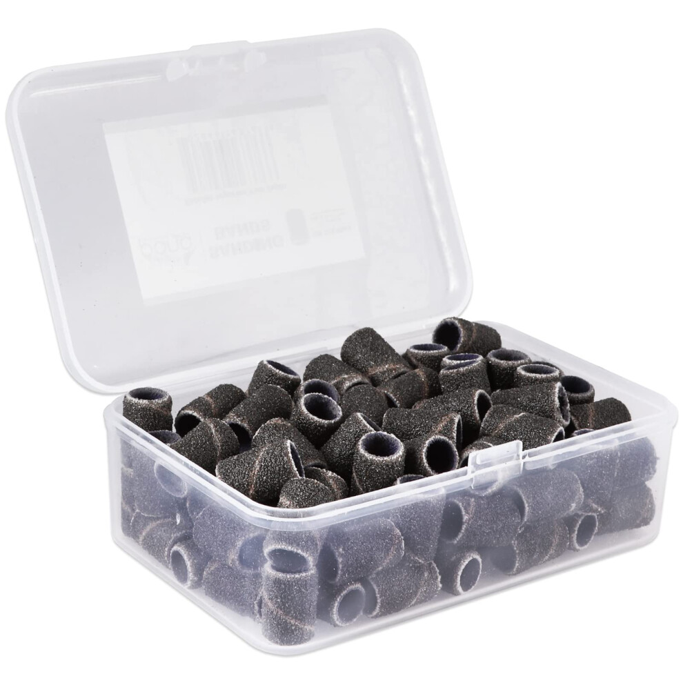 Pana Black 100 Pcs Large Nail Drill Bits Sanding Bands For Nail Drill 100 Coarse Grit - Nail File For Acrylic Nail Gel Manicures Pedicure