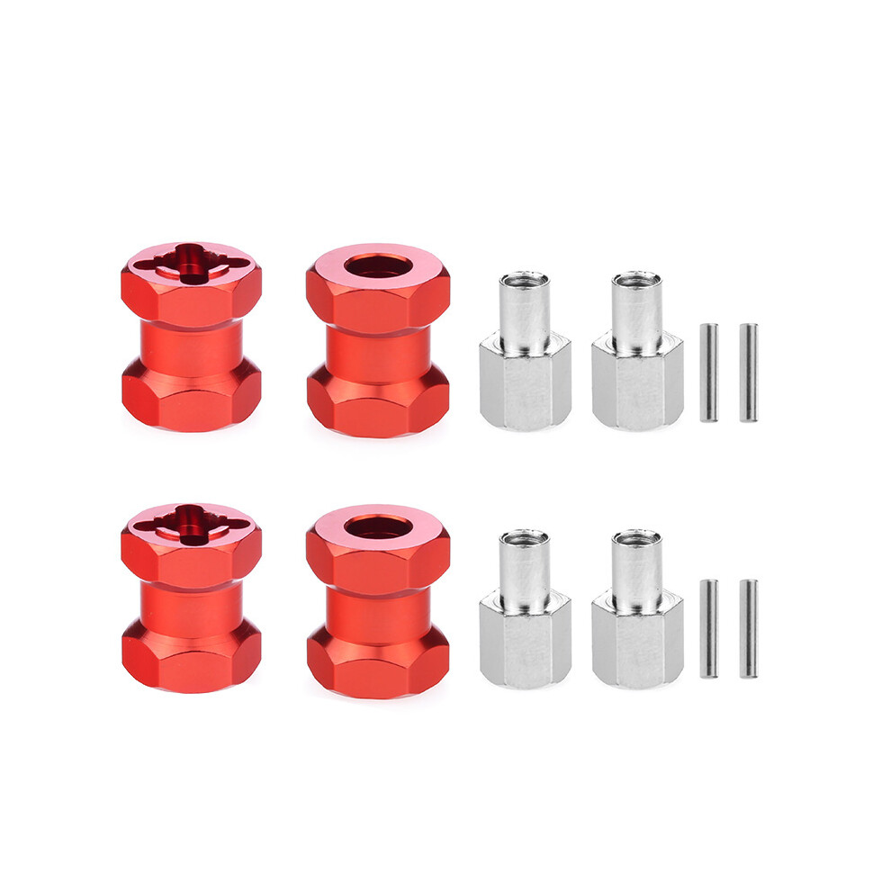 Rc Car Metal 12Mm Wheel Hex Hub 15Mm Extension Coupler For Axial Scx10 D90 Cc01 F350 1/10 Rc Crawler- Red 4712864494593