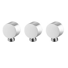 3X Wall Supply Elbow,Brass Round Wall Mount Shower Hose Connector Accessories G1/2Inch Water Outlet for Shower-Silver