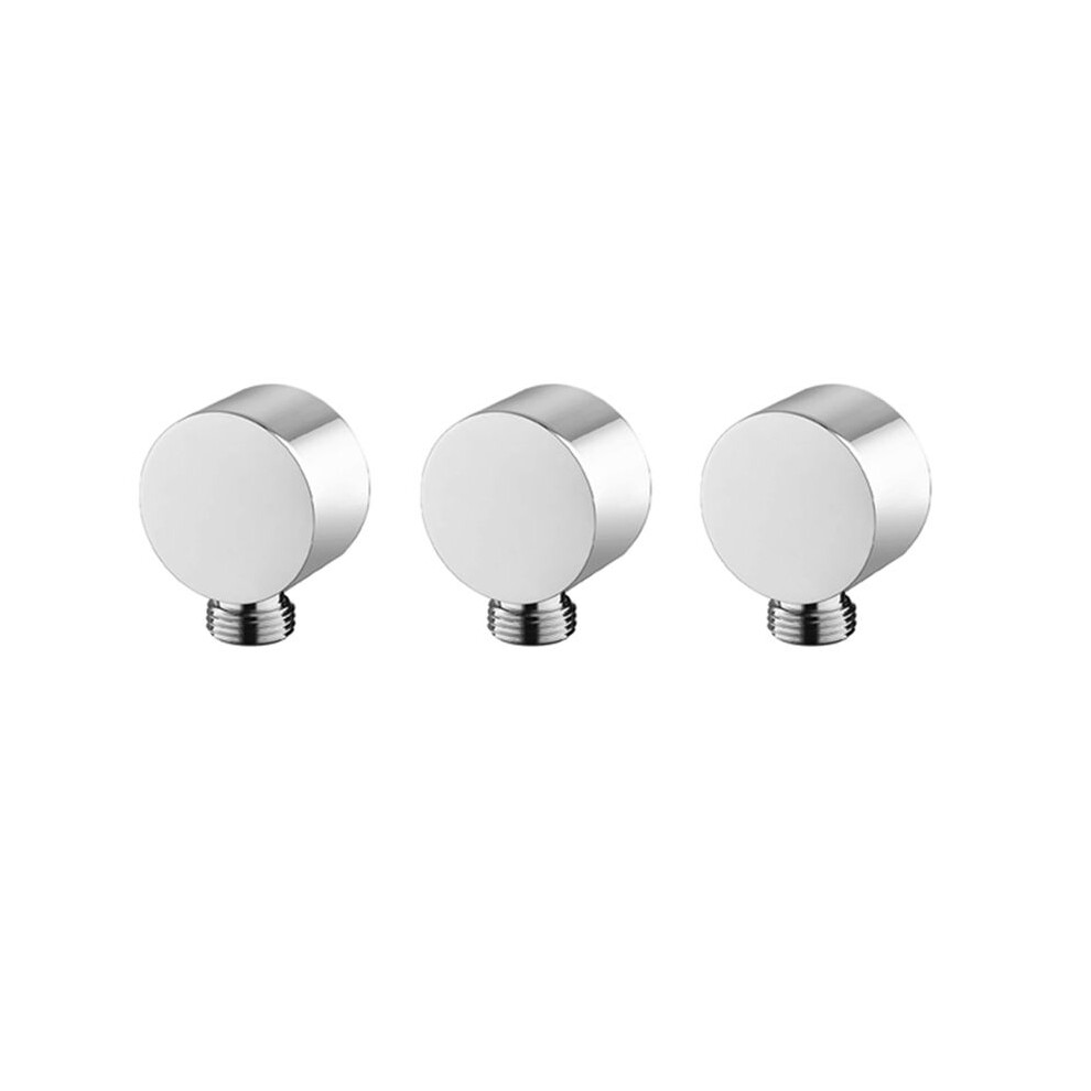 3X Wall Supply Elbow,Brass Round Wall Mount Shower Hose Connector Accessories G1/2Inch Water Outlet For Shower-Silver 4714218387391