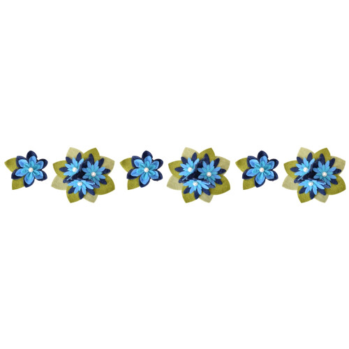 6Stk Handgefertigter Blauer Stoff Anstecker Brosche 2