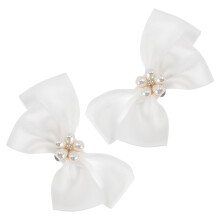 5Pairs White Pearl Bow Shoe Clips Wedding Decorative Jewelry for Women