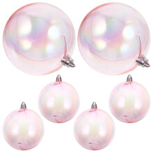 12Pcs Pink Plastic Xmas Hanging Balls Christmas Party Supplies