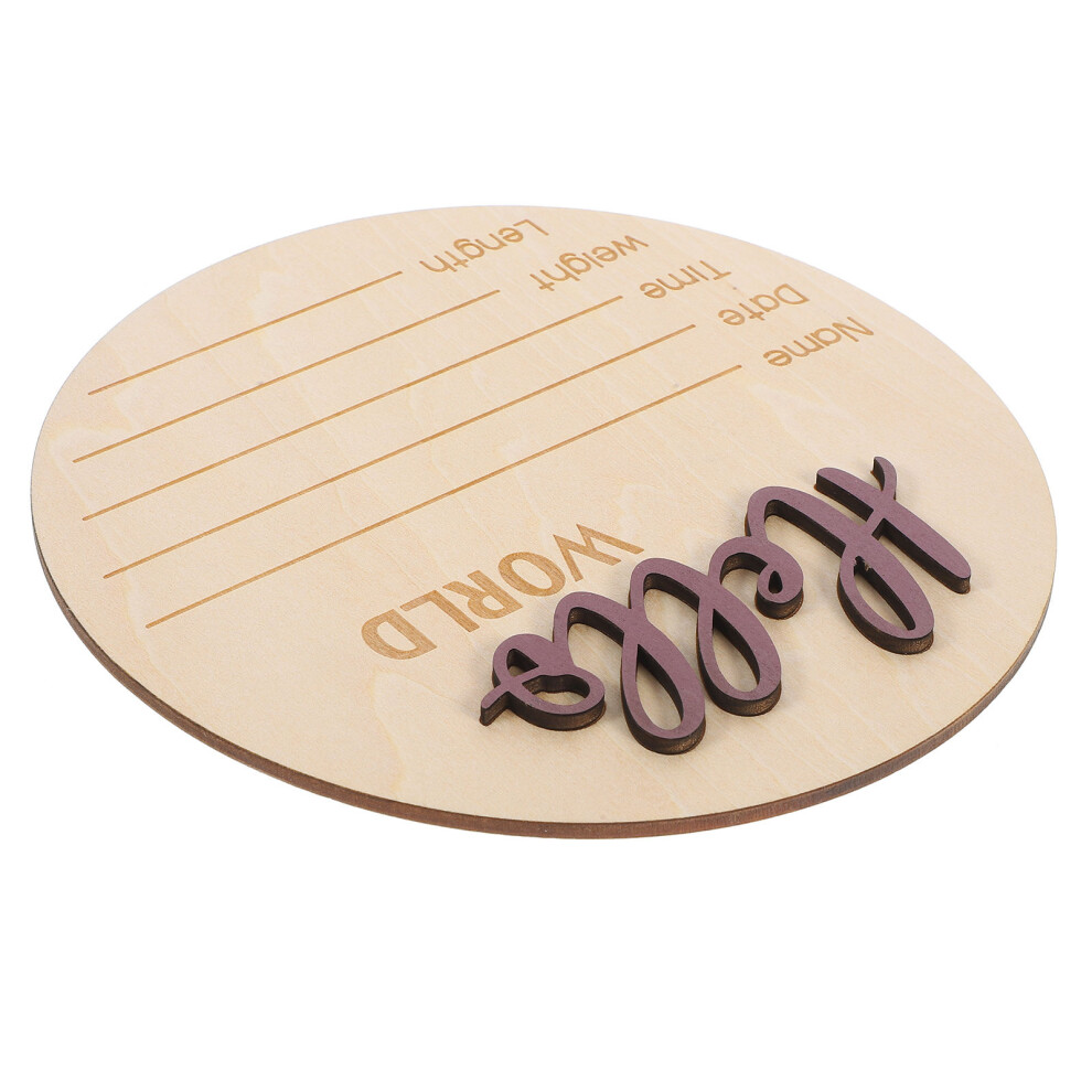 5Pcs Baby Birth Announcement Round Wooden Sign Photography Prop Purple Ohphcall