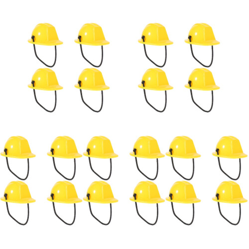 20Pcs Durable ABS Mini Doll Yellow Cute Construction Hat Decor 2