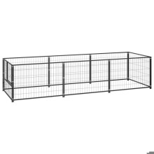 Chenil exterior gaiola cercado parque para cães preto 3 m² aço 02_0000519