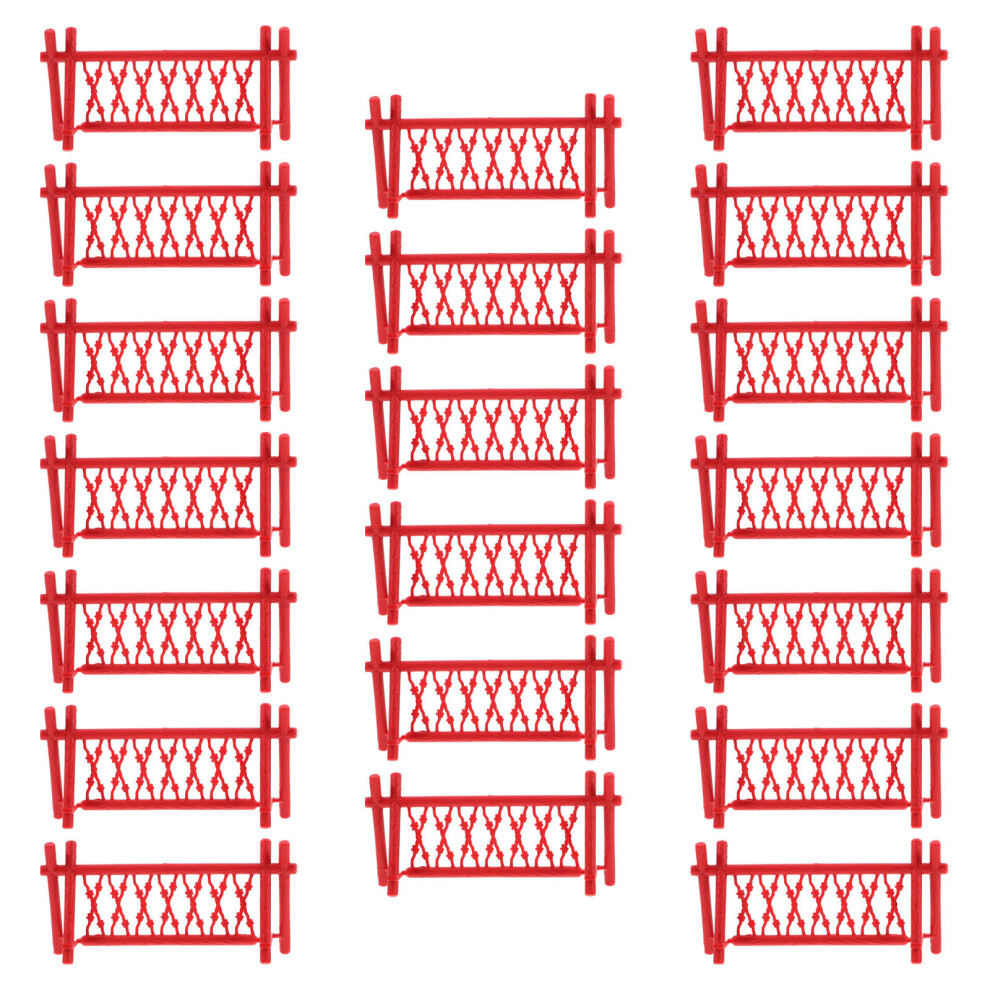 Photos - Doll Accessories 60Pcs Red Small Plastic Fence Durable Miniature Fence for Garden Decor